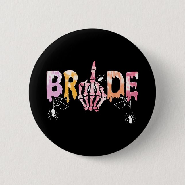 Gothic Wedding Spooky Halloween Skeleton Bride Jus Button (Vorderseite)