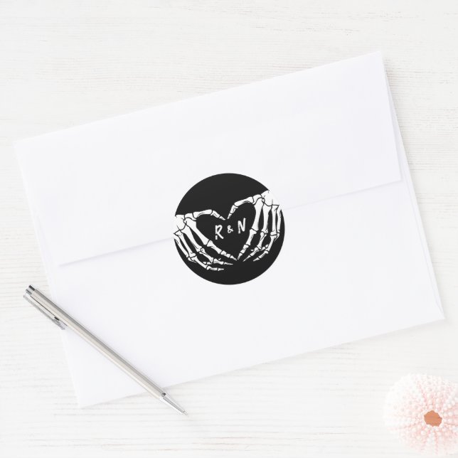 Gothic Wedding Sticker, Halloween Hochzeit Runder Aufkleber (Umschlag)