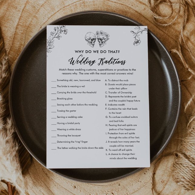 Gothic Wedding Traditions Brautparty Game Card Einladung (Von Creator hochgeladen)
