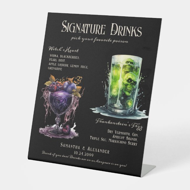 Gothic Wedding Whimsigoth 4 Signature Drinks unter Sockelschild (Vorderseite)