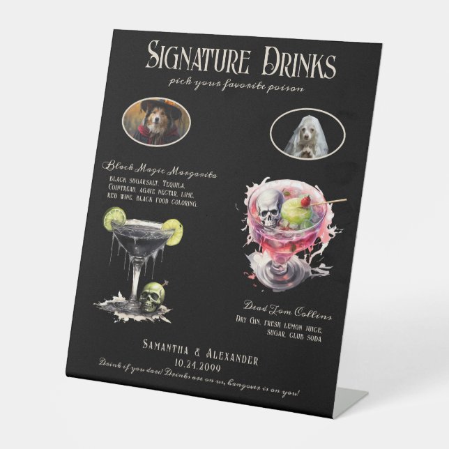 Gothic Wedding Whimsigoth Hund Signature Drink Zei Sockelschild (Vorderseite)