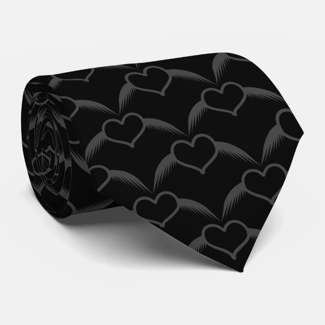Gothic Wedding Winged Heart Gemustert Krawatte (Gerollt)