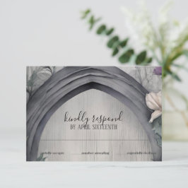 Gothic White Floral Arch Pagan Handfasts RSVP Karte