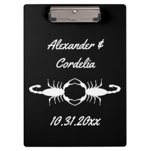 Gothic White Hochzeit Skorpione Custom Klemmbrett