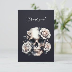 Gothic White Schädel Krone der Rosen Dankeschön Dankeskarte