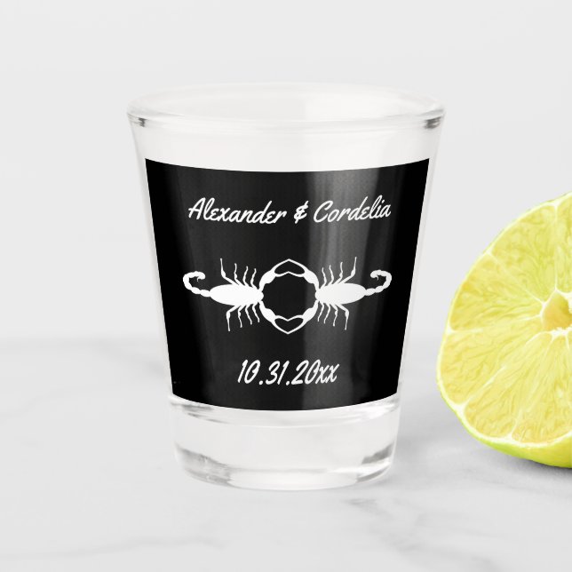 Gothic White Wedding Scorpions Custom Schnapsglas (Vorderseite)