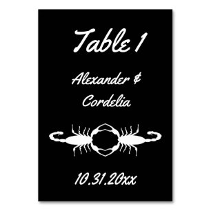 Gothic White Wedding Scorpions Custom Tischnummer