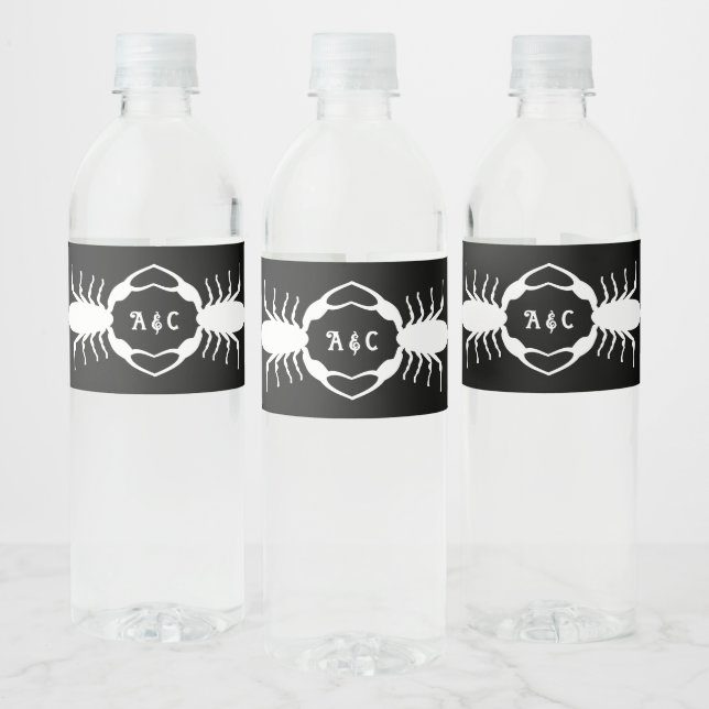 Gothic White Wedding Skorpions Custom Mit Monogram (Flaschen)