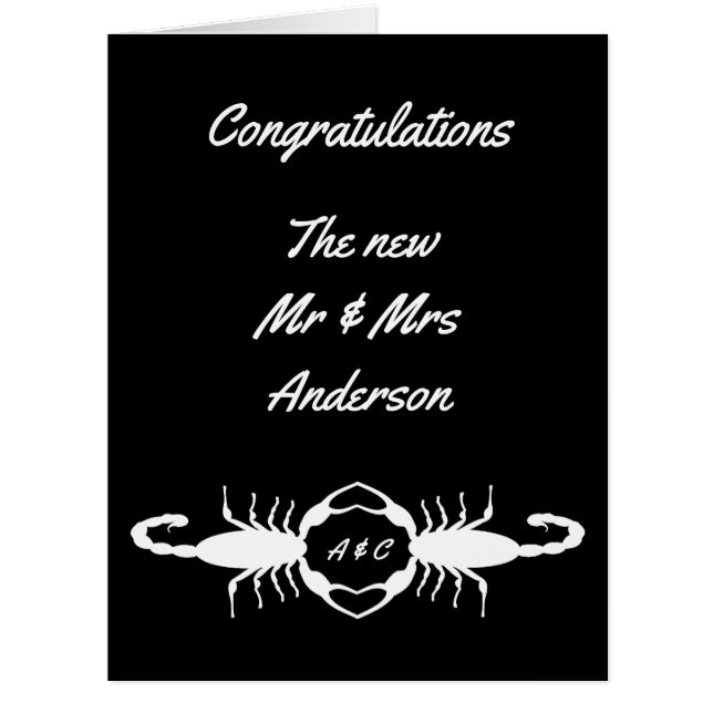 Gothic White Wedding Skorpions Custom Mit Monogram (Vorderseite)