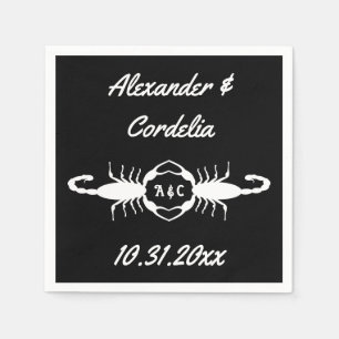 Gothic White Wedding Skorpions Custom Mit Monogram Serviette