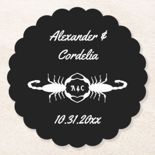 Gothic White Wedding Skorpions Custom Mit Monogram Untersetzer