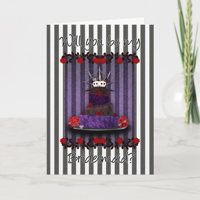Gothic Will You Be My Bridesmaid Card - Gothic Wed Einladung (Vorderseite)