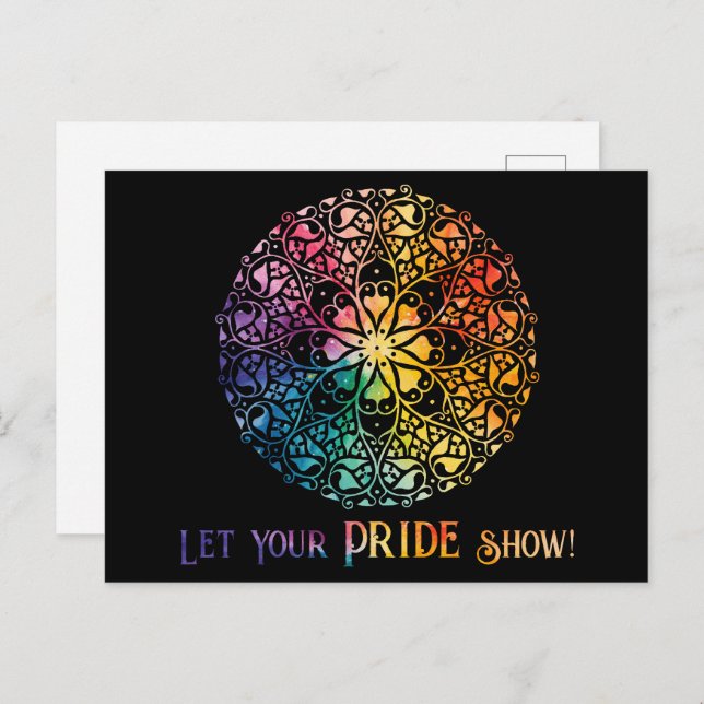 Gothic Window Rainbow Pride Postkarte (Vorne/Hinten)