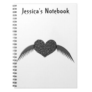 Gothic Winged Liebe Heart Customizable Notebook Notizblock