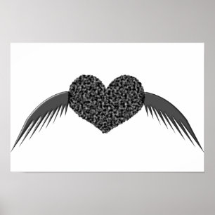 Gothic Winged Liebe Heart Poster