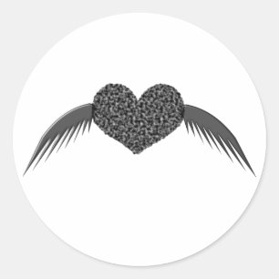 Gothic Winged Liebe Heart Sticker