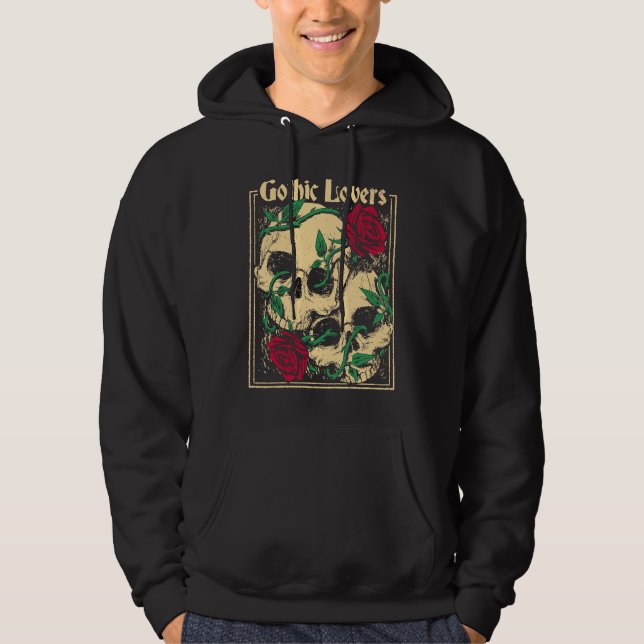 Gothic  Witch Pagan Wiccan Wicca Roses & Skulls Hoodie (Vorderseite)