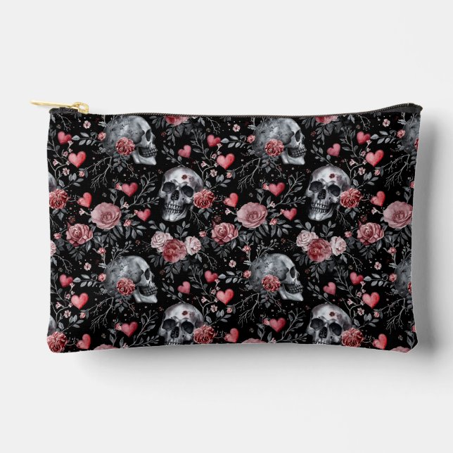 Gothic Witchcraft Skulls mit Rose Zubehörtasche (Vorderseite)