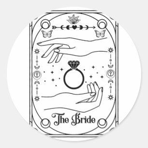 Gothic Witchy Bride Coven Tarot Halloween Bachelor Runder Aufkleber