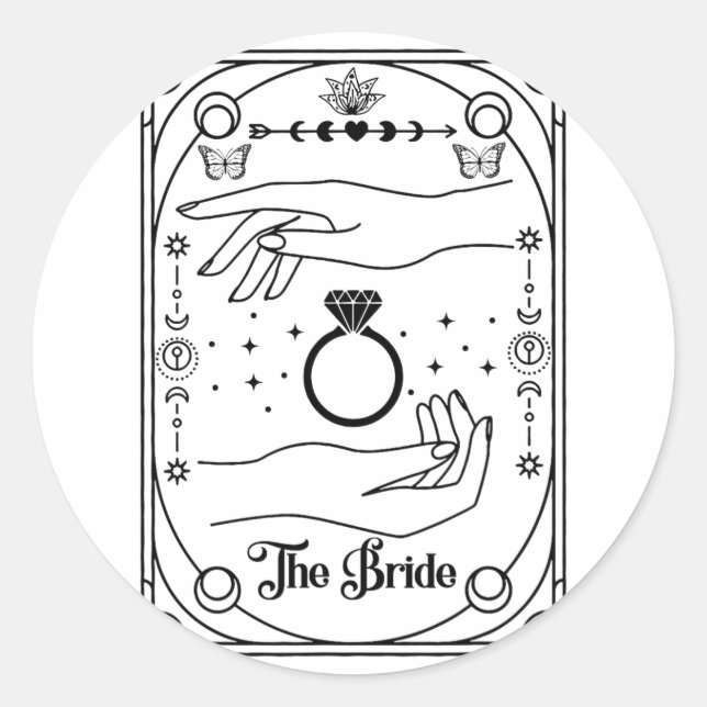 Gothic Witchy Bride Coven Tarot Halloween Bachelor Runder Aufkleber (Vorderseite)