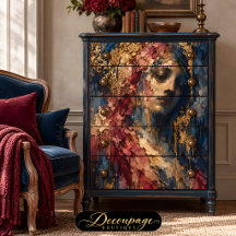 Gothic Woman Burgund Gold Dekoupage