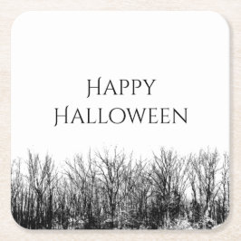 Gothic Woods Halloween-Party Schwarz-weiß Rechteckiger Pappuntersetzer