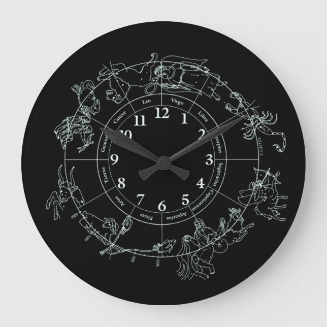 Gothic Zodiac Clock Große Wanduhr (Vorderseite)