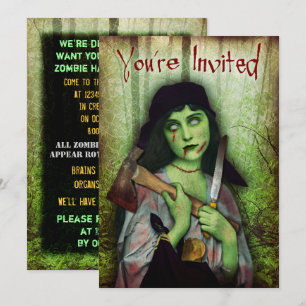 Gothic Zombie Girl Halloween Horror Einladung