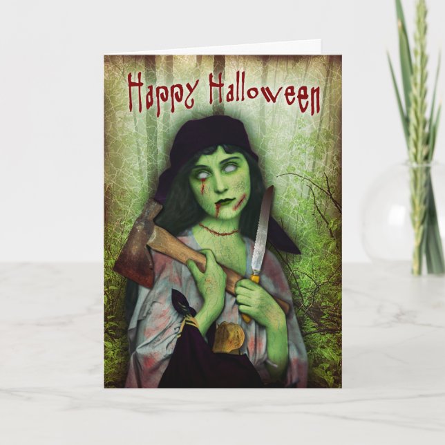 Gothic Zombie Girl Halloween Horror Karte (Vorderseite)