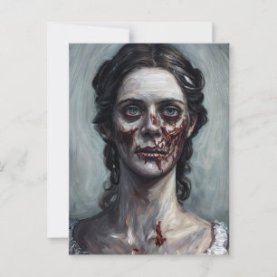 Gothic Zombie Woman Horror Portrait Postkarte