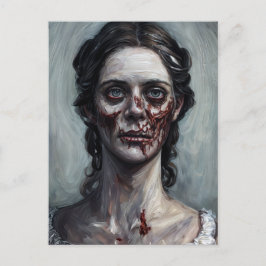 Gothic Zombie Woman Horror Portrait Postkarte