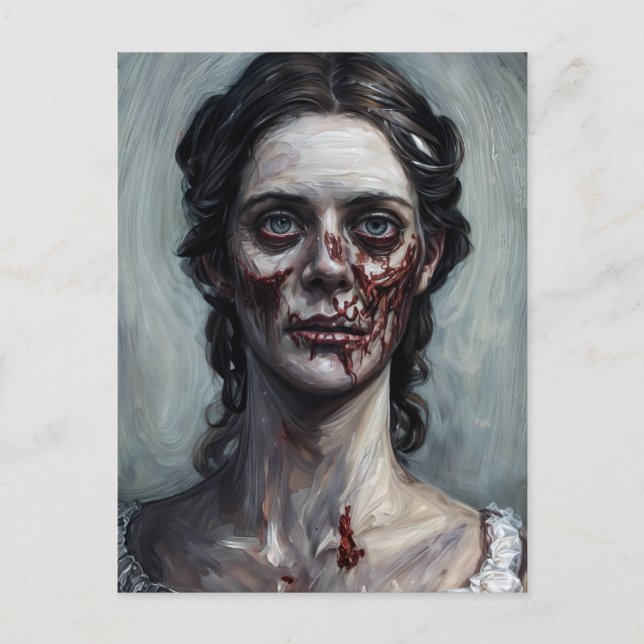Gothic Zombie Woman Horror Portrait Postkarte (Vorderseite)