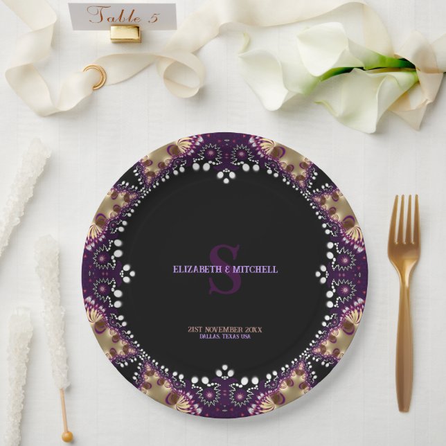 Gothica Dark Magic Monogram Special Event Hochzeit Pappteller (Hochzeit)