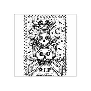 GOTHIK SEHEN KEINE BEWEISE, FRIEDHOF SKELETON RUBB GUMMISTEMPEL