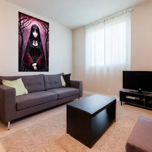 Gothique Anime fille robe noire   AI Art Poster