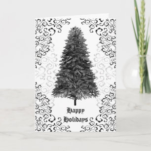 Gothique Damask Black Christmas Tree Carte de vaca