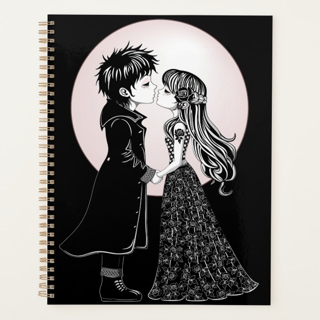 Gothique Emo Enfants Kiss Valentine's Day (Devant)