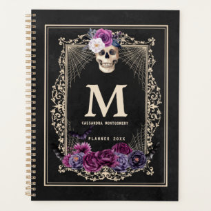 Gothique Floral Crâne personnalisé Monogramme et n
