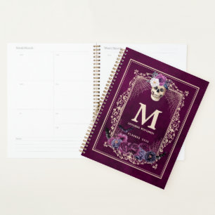Gothique Floral Crâne personnalisé Monogramme et n