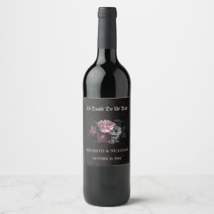 Gothique Floral Halloween Mariage Étiquette de vin