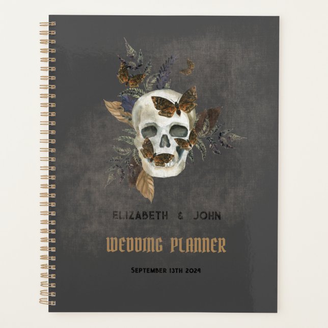 Gothique Floral Mariage papillons crâne (Devant)