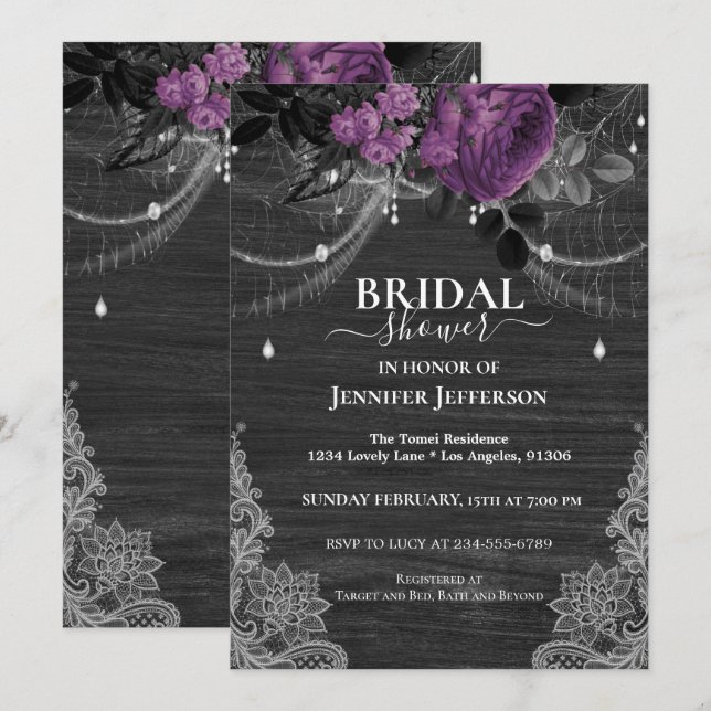 Gothique Floral Rustique nuptiale Invitation (Devant / Derrière)