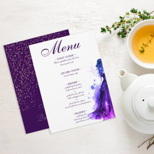 Gothique Glam Quince menu violet Quinceañera