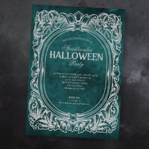 Gothique Green Grey Halloween Party Invitation