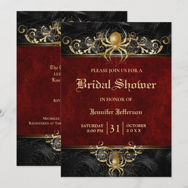 Gothique Halloween Nuptiale Douche Invitation (Devant / Derrière)