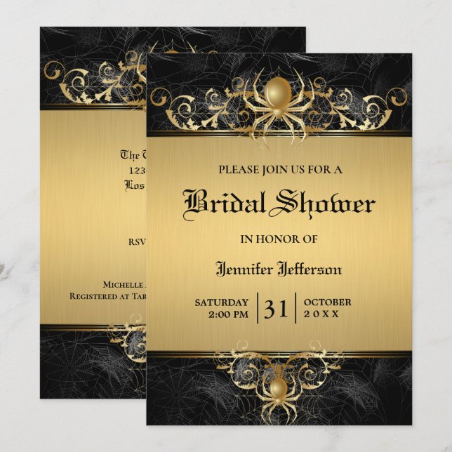 Gothique Halloween Nuptiale Douche Invitation (Devant / Derrière)