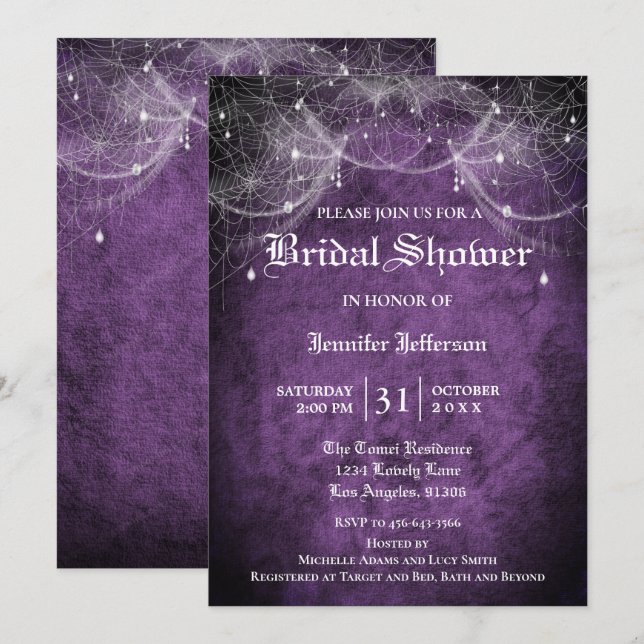 Gothique Halloween Nuptiale Douche Invitation (Devant / Derrière)