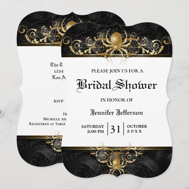 Gothique Halloween Nuptiale Douche Invitation (Devant / Derrière)