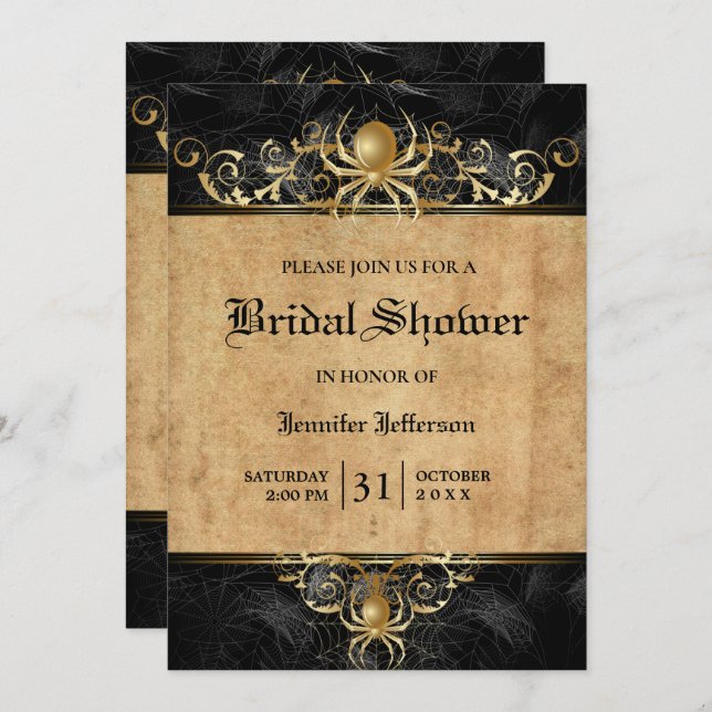 Gothique Halloween Nuptiale Douche Invitation (Devant / Derrière)