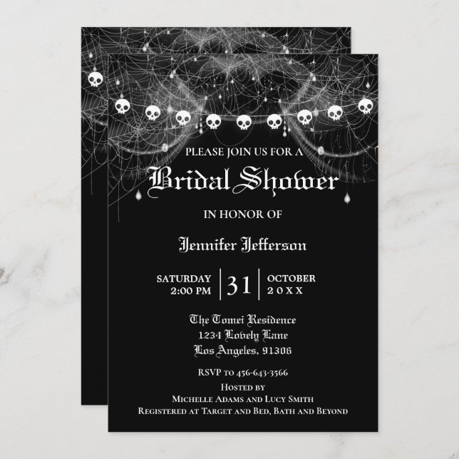 Gothique Halloween Nuptiale Douche Invitation (Devant / Derrière)
